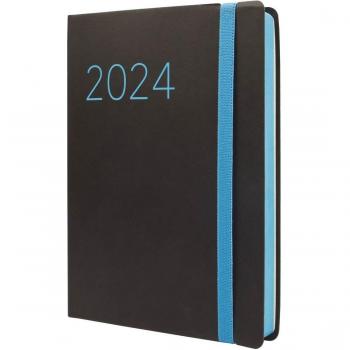 Agenda Finocam 2024 Flexi Lisa FA5 - 148x210mm 1 Día por Página Negro Catalán Multilingüe Encuadernada