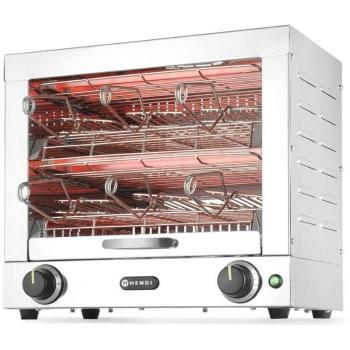 Tostadora de cuarzo de 2 niveles con 6 pinzas, 3000 W