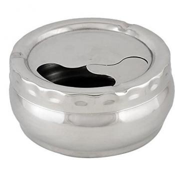 SODIAL(R) Cenicero de Tono de plata De acero inoxidable desmontable con tapa giratoria para Cigarrillo
