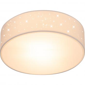Lámpara de techo tela blanca Ø 38cm cielo estrellado Monzana - Lámpara de techo Cielo estrellado Redonda E27 Lámpara de techo de tela Dormitorio Salón 38cm Weiß