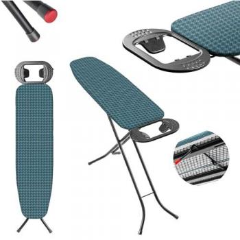 Tabla de Planchar Plegable 110 x 30 cm con Funda de Algodón, Soporte para Plancha, Patas Antideslizantes y Altura Regulable (Azul) - Kadax
