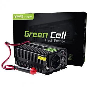 Green Cell - Convertidor de Corriente 300W DC 12V a AC 230V con USB - Cargador de Teléfono Móvil