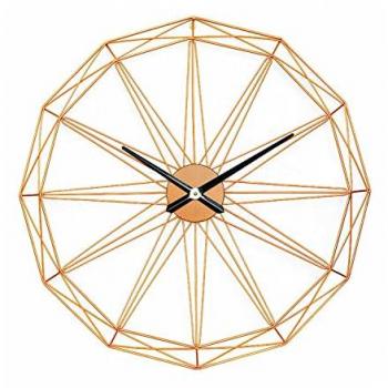 Reloj de Pared Moderno Dorado Ø80cm, Aluminio/Metal, Extra Silencioso, Diseño Geométrico para Hogar y Oficina