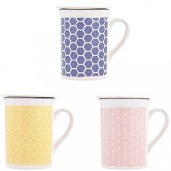 Mug Infusión Porcelana con Filtro y Tapa 33 cl - Colors Surtido