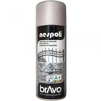 Pintura en Spray Profesional Nespoli, Color Plata Metalizado, Efecto Metalizado, 400 ml