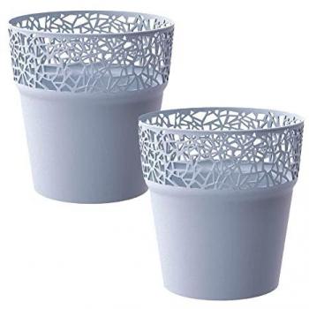 Juego de 2 Macetas de Plástico Tree Color Gris Hielo 17,5x17,5x17,9 cm
