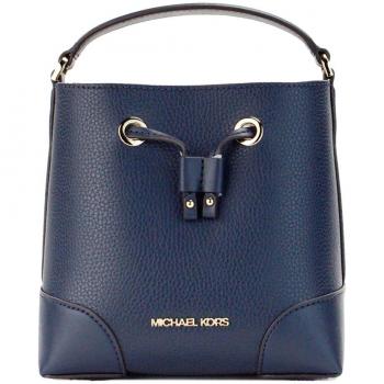 Mercer Small Navy Pebbled Leather Bucket Crossbody Bag Purse