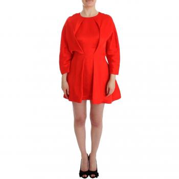 Red Mini Linen 3/4 Sleeve Sheath Dress - FYODOR GOLAN - Size S
