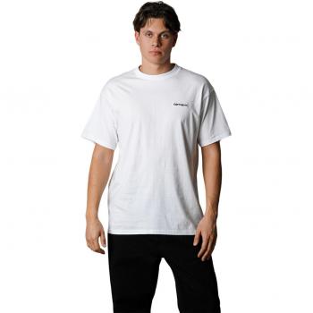 Carhartt WIP Script Embroidery T-Shirt - White/Black, Men's Relaxed Fit, Size: Regular/36