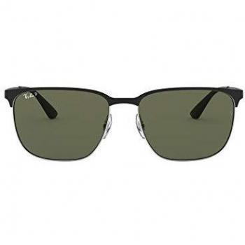 Ray-Ban Unisex's 0RB3569 90049A 59 Sunglasses, Silver Top Shiny Black/Dark Green Polar