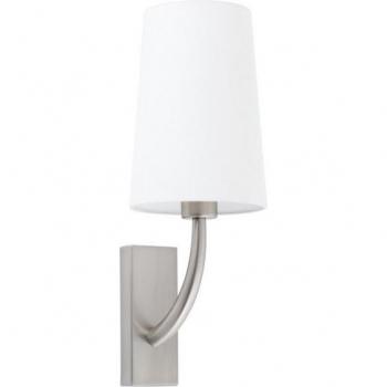 Lámpara de pared Rem con pantalla, níquel mate y tela, E27, 23 cm