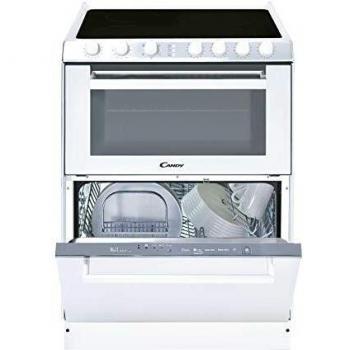 Candy TRIO 9503/1 W/U - Vitrocerámica, lavavajillas y horno en 60cm, independiente, mandos mecánicos, horno eléctrico multifunción 41L, lavavajilla 6 servicios, color blanco