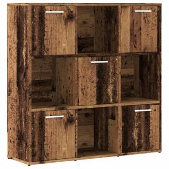 Estantería de Madera de Ingeniería Color Envejecido 90x28x90 cm, Librería y Armario de Almacenaje
