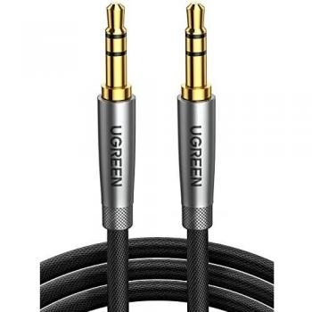 UGREEN Cable Jack Macho a Macho, Cable Audio Estéreo Minijack 3.5mm Nylon Trenzado, Cable Auxiliar Compatible con Radio del Coche, HiFi Sistema, Auriculares, Altavoz, iPhone iPad iPod,TV, MP3,3Metros