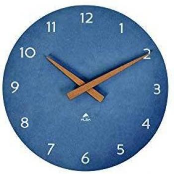 Reloj de Pared Alba Milena Azul y Madera - Diámetro 30 cm - Quartz Silencioso - Diseño Moderno y Elegante