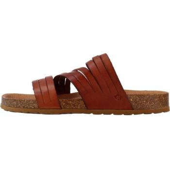 Sandalias planas extra cómodas The Happy Monk modelo Pompeya en piel vaqueta color marrón nuez con suela antideslizante, hechas en España