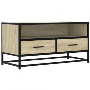 Mueble TV Metal y Madera Ingeniería Roble Sonoma 80x34.5x40 cm, Soporte de TV, Banco de TV, Muebles para Equipos de Música, Aparador de TV