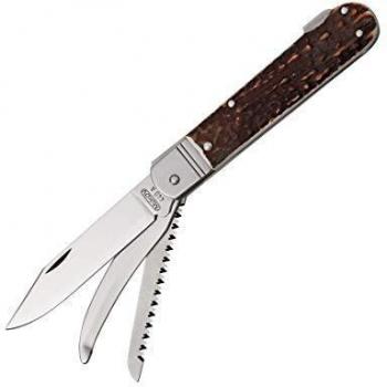 Mikov 232-XH-3 Folding Hunting Knife with Lock and Genuine Deer Stag Handle