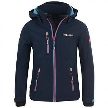 Trollkids Chaqueta Softshell Niños Preikestolen, Color Azul Marino/Azul Medio/Rojo Talla 3 años