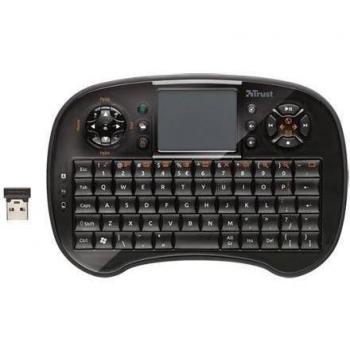 Trust Tocamy Wireless Entertainment - Teclado con touchpad para portátil o Media Center PC, Negro