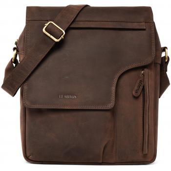 LEABAGS Amsterdam Bandolera de Cuero I Bandolera pequeña de Cuero de búfalo auténtico I Aspecto Vintage I Bolsa para portátil de 13 Pulgadas I Bolsa de Cuero I Bolsa de Oficina I 29x32x10cm