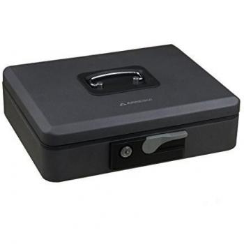 ARREGUI Popup C9746 Caja Caudales con Llave y Pulsador de Apertura para Contar y Transportar Dinero | Caja de Seguridad de acero y bandeja interior | Caja fuerte portatil 30 cm de ancho | Gris grafito