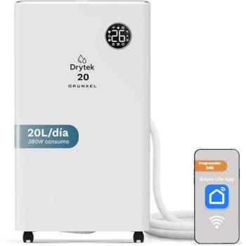 Deshumidificador Grunkel DH-20DT 20L/día con WiFi, Depósito de 5,5L, Panel Táctil y Bajo Ruido
