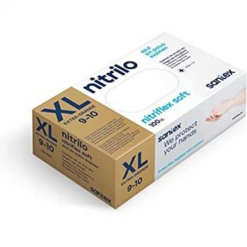 Santex Nitriflex Soft Pack de 100 Guantes de Nitrilo Talla XL AQL 1.5 - 3 gramos - Sin Polvo - Libre de Látex - No Estériles - Color Az