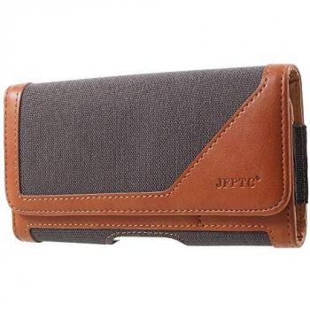 Funda Cinturón Horizontal Textil-Piel con Clip Metálico para Samsung Galaxy A22 4G (2021) - Marrón
