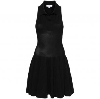Alaia Women's Piquet Knit Polo Dress in Black | Size 36 | AA9R24776M888