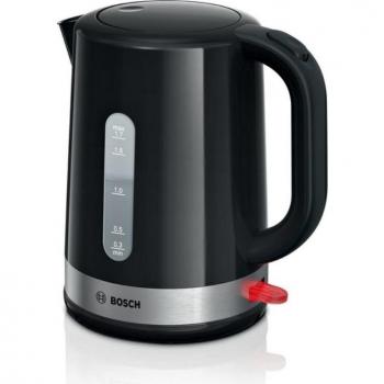 Hervidor eléctrico Bosch TWK6A513 de 1,7 litros de capacidad y 2200 W en color negro y acero inoxidable