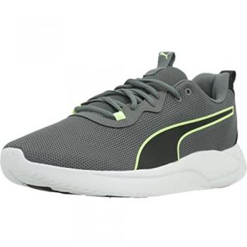 Zapatillas de Running Puma Resolve Modern Weave Cool Dark Gray, color gris oscuro con detalles en negro y verde claro, diseño unisex para adultos, talla 44 EU