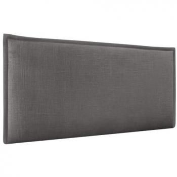 Cabecero Tapizado de Lino Natural Gris Oscuro con Ribete 80x50cm para Camas 70/80/90