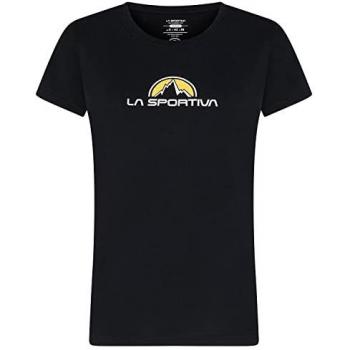 Camiseta de Manga Corta La Sportiva Footstep para Mujer - Negro, Amarillo y Blanco - Talla L