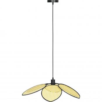 Lámpara de Techo Colgante HOMCOM Diseño Flor Ratán Sintético E27 Cable Ajustable Ø68x115 cm Natural