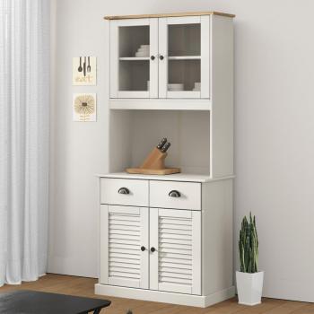 Aparador alto VIGO de madera maciza de pino blanco 78x40x175 cm