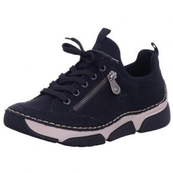 Zapatillas Rieker Slip-On para Mujer en Negro, Talla 36, con Suela Blanda y Diseño Casual