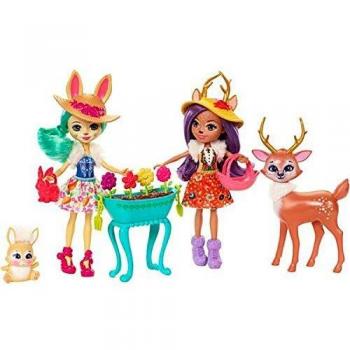 Enchantimals Conjunto jardín mágico, muñeca con mascota y accesorios