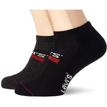 Calcetines Levi's Low Cut Sportwear Logo (Pack de 2) - Algodón Suave Hombre, Gris Oscuro y Negro, Talla 35-38, Unisex Adulto