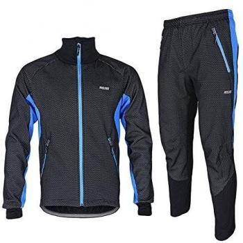 iisport Set Chaquete Pantalones de Ciclismo Cortavientos Windstopper Buena Transpiración Térmico para Hombre Bike Wear Shell Zip-Off