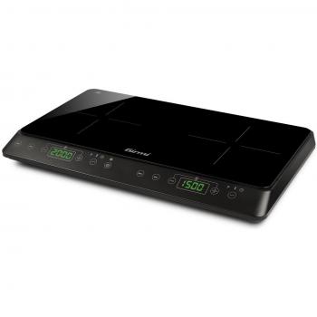 Placa de Inducción Doble Girmi PI5100, 3500W, Superficie Plana Negra, Portátil