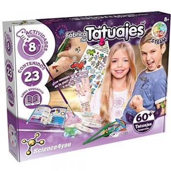 Science4you - Fábrica 60 Tatuajes Temporales con Ingredientes Naturales - Kit para Hacer Tatuajes para Niñas - Juego de Manualidades, Regalo Original para Niñas, Multicolor