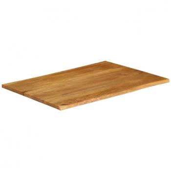 Tablero de mesa borde natural madera maciza mango 100x80x2,5 cm Marrón
