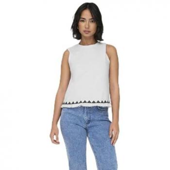 Camiseta de Tirantes Only Mujer Blanco Corto Sin Mangas Cuello Redondo