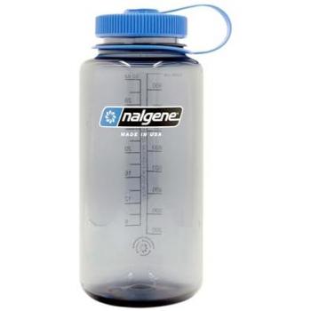 Nalgene Sustain Tritan Bidón Boca Ancha 1L - Botella de agua transparente/Gris, sin BPA, hecha con material derivado del 50% de residuos de plástico, capacidad de 32 onzas