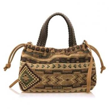 Bolso de mano MTNG Banks multicolor con cierre de cremallera y asa trenzada, estilo boho casual, sintético