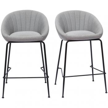 Taburetes de bar tejido gris claro 65 cm (lote de 2) Sheru