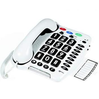 Geemarc Teléfono con Botones Grandes, Compatible con Audífonos, 3 Botones de Emergencia, Timbre Fuerte, para Teléfono Fijo