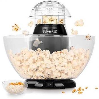 Duronic POP50 BK Máquina para hacer Palomitas 1200W Sin Aceite - Taza medidora y recipiente sin BPA incluido - Listo en 3 minutos