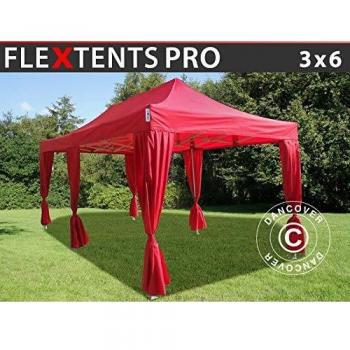 Carpa Plegable Rápida FleXtents Pro 3x6m Roja, Incluye 6 Cortinas Impermeables